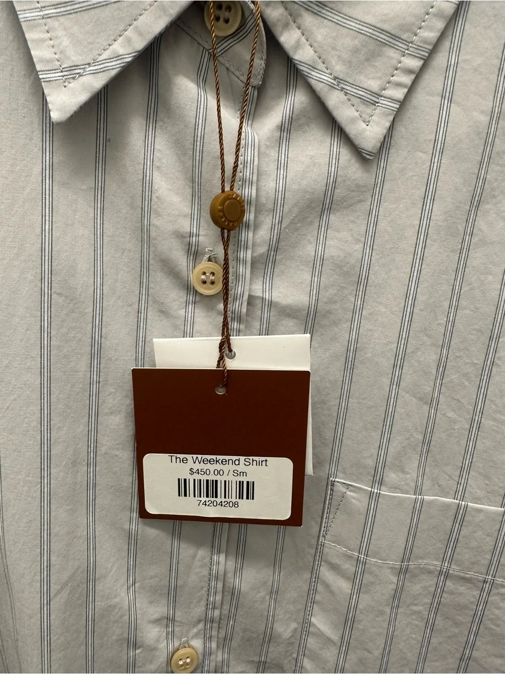 NWT - Jamie Haller Weekend Shirt - grey stripe - size small - Picture 3 of 4